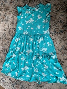 Good Luck Gem Turquoise and White Floral Strapless Romper